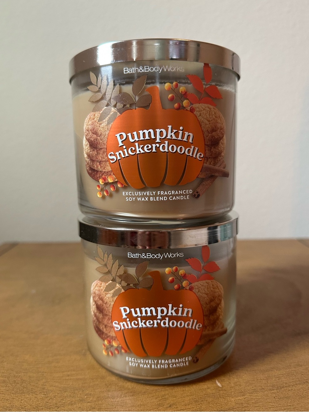 X2 Bath & Body Works Pumpkin Snickerdoodle 3-Wick Candles NEW